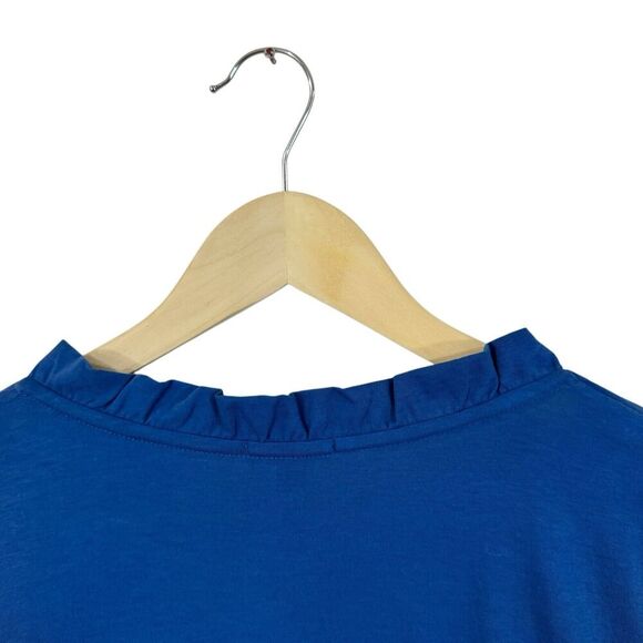 Lilla P Medium Top Blue Long Sleeve Pullover V-Neck Pima Cotton Womens - Picture 13 of 14